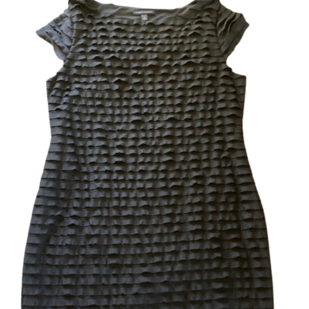 Banana Republic Women's Dress Sheath Black Tiered Ruffle SS Lined Stretch, XL - Picture 6 of 8